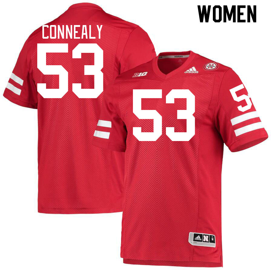 Women #53 Conor Connealy Nebraska Cornhuskers College Football Jerseys Stitched Sale-Red - Click Image to Close